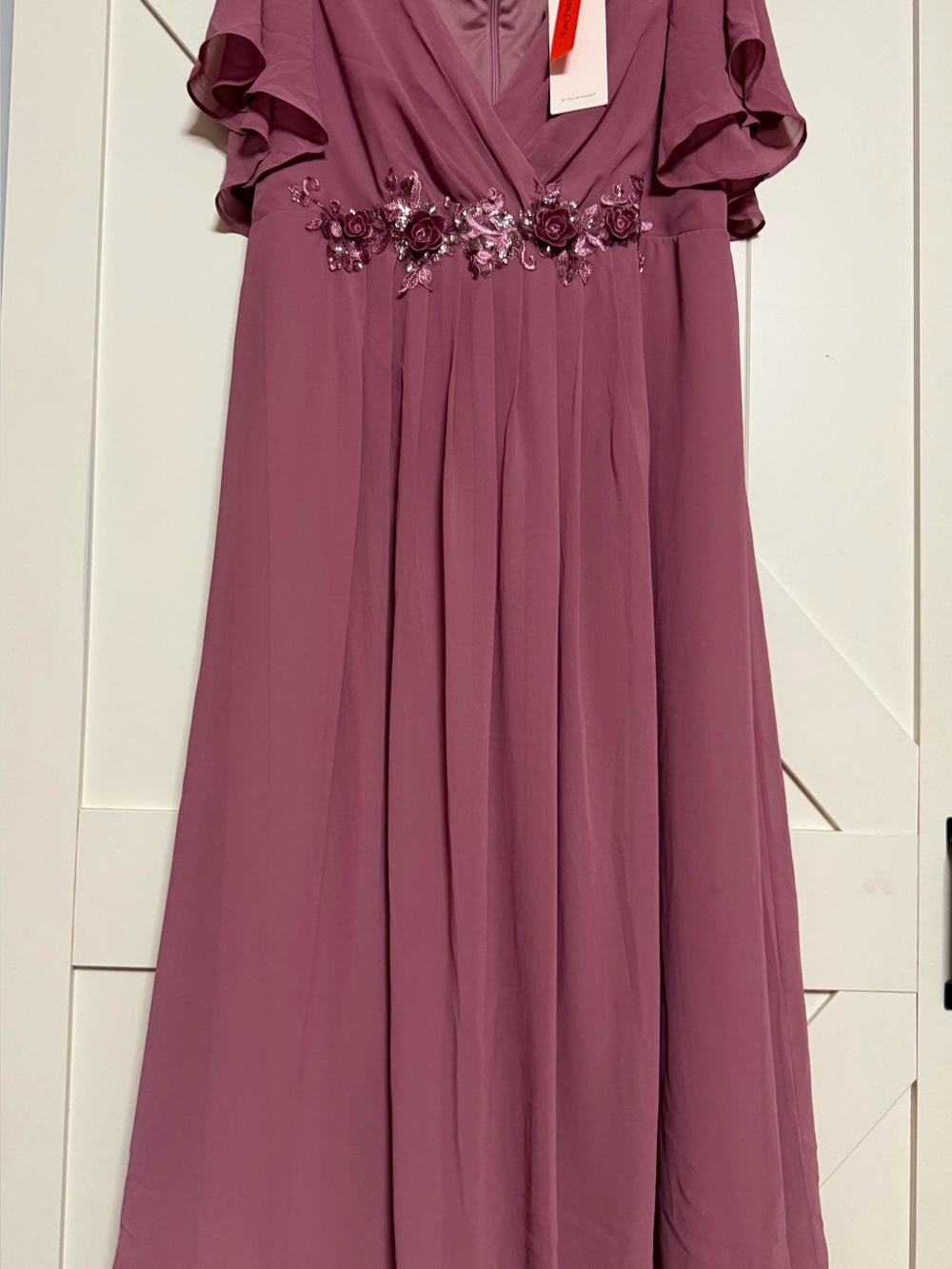 Ever Pretty Dusty Rose Chiffon Floral-Appliqué Women’s Dress